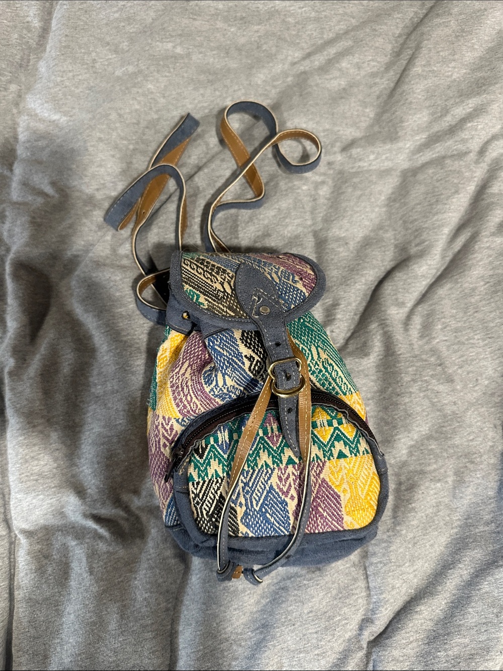 Handwoven Multi-Color Boho Mini Backpack Bag